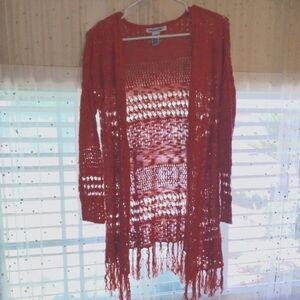 99 Jane Street Woman's Wild Rose Fringe Sweater, Size: M